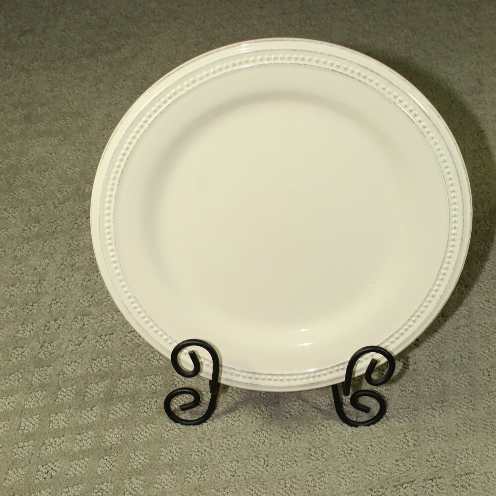Ballard Designs Antique Bead Cream 10.5" Dinner Plate